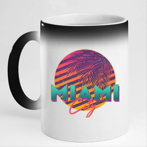 Retro 80's Miami CIty Emblem 11oz Black Color Changing Mug