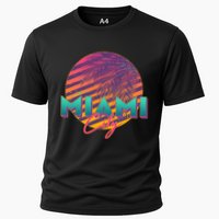 Retro 80's Miami CIty Emblem Cooling Performance Crew T-Shirt