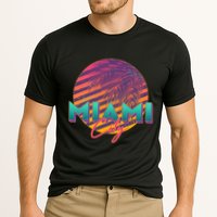 Retro 80's Miami CIty Emblem Cooling Performance Crew T-Shirt