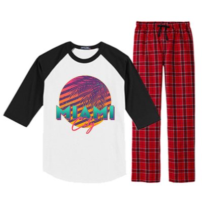 Retro 80's Miami CIty Emblem Raglan Sleeve Pajama Set