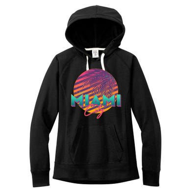 Retro 80's Miami CIty Emblem Women's Fleece Hoodie