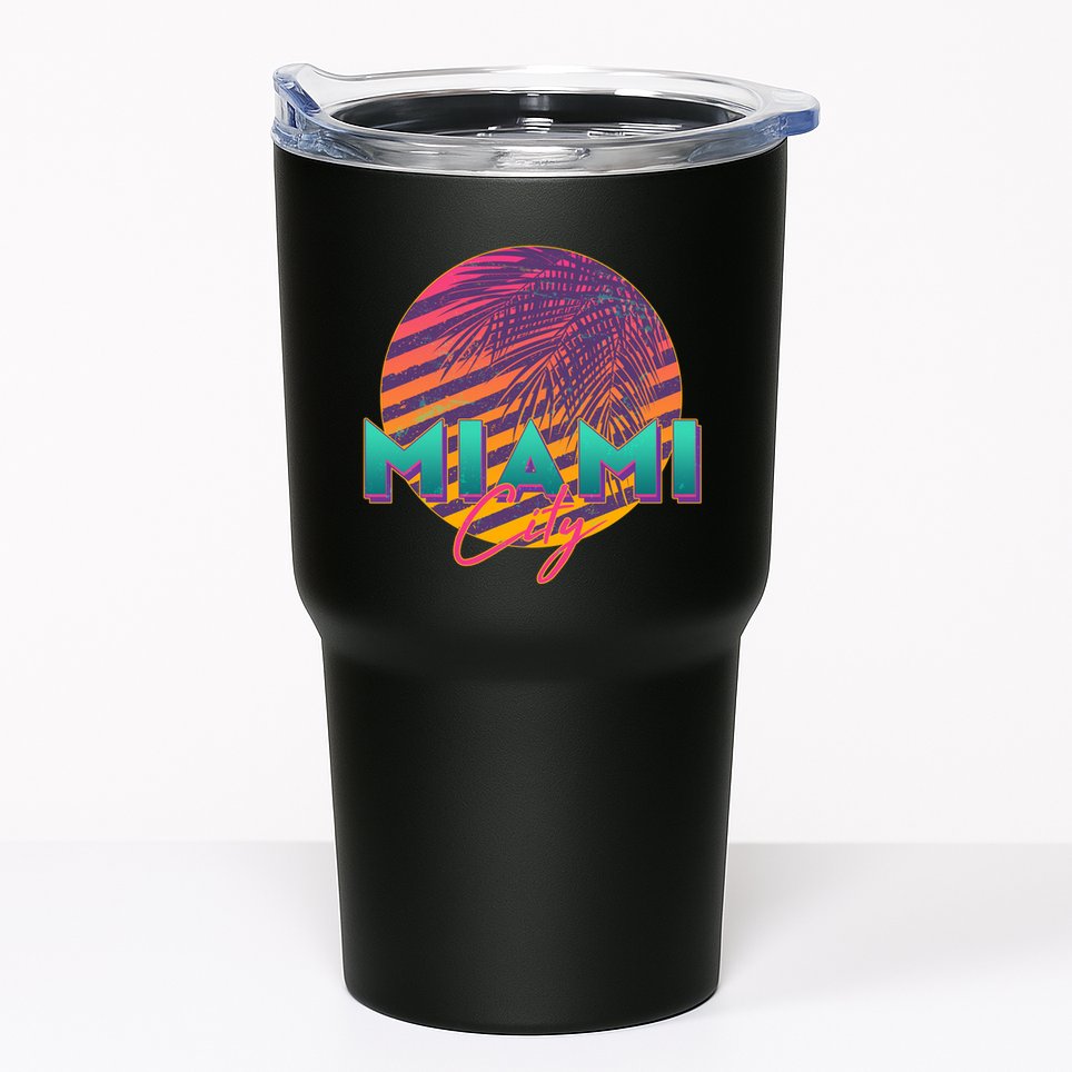 Retro 80's Miami CIty Emblem Tumbler
