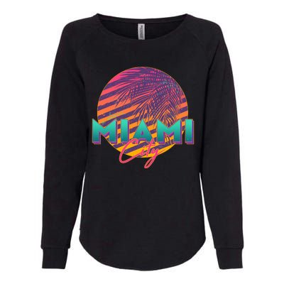 Retro 80's Miami CIty Emblem Womens California Wash Sweatshirt