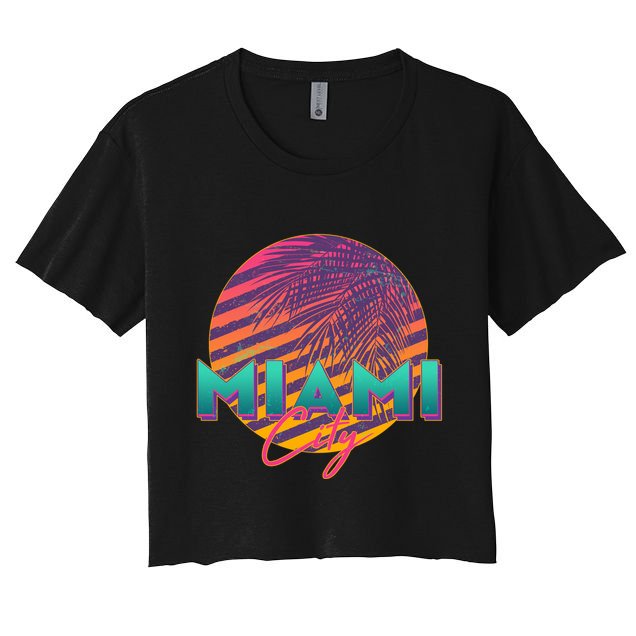 Retro 80's Miami CIty Emblem Crop Top