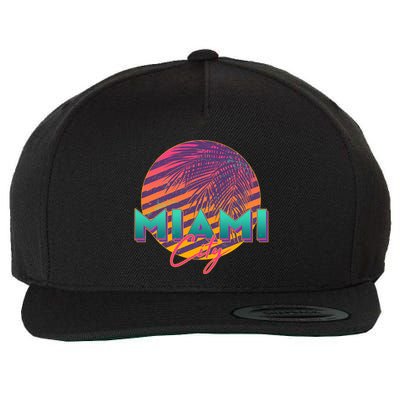 Retro 80's Miami CIty Emblem Wool Snapback Cap