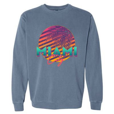 Retro 80's Miami CIty Emblem Garment-Dyed Sweatshirt