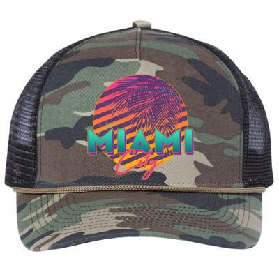 Retro 80's Miami CIty Emblem Retro Rope Trucker Hat Cap