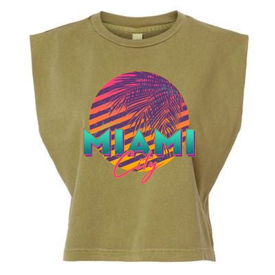 Retro 80's Miami CIty Emblem Garment-Dyed Women's Muscle Tee