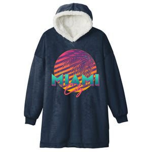 Retro 80's Miami CIty Emblem Hooded Wearable Blanket