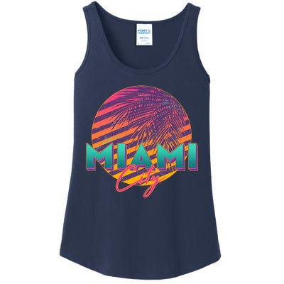 Retro 80's Miami CIty Emblem Ladies Essential Tank