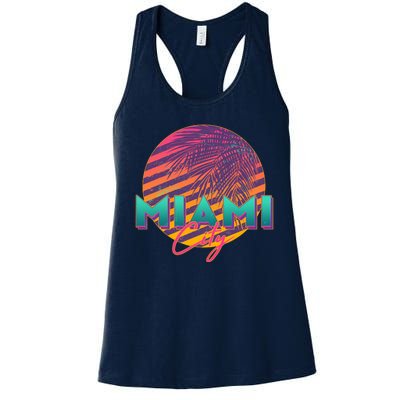 Retro 80's Miami CIty Emblem Women's Racerback Tank