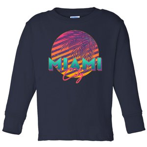 Retro 80's Miami CIty Emblem Toddler Long Sleeve Shirt