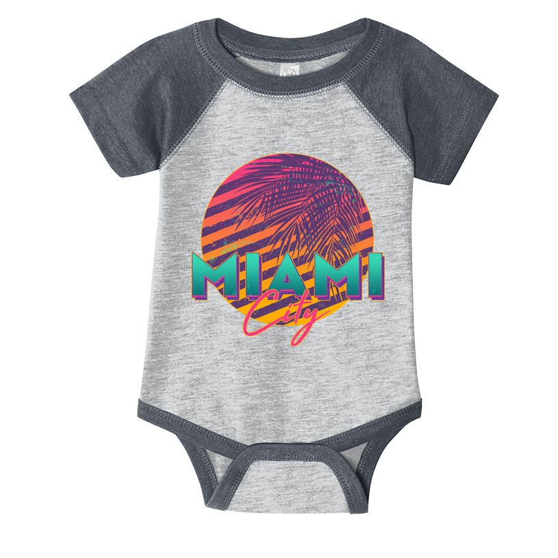 Retro 80's Miami CIty Emblem Infant Baby Jersey Bodysuit