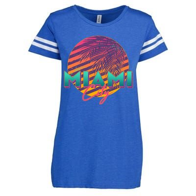 Retro 80's Miami CIty Emblem Enza Ladies Jersey Football T-Shirt