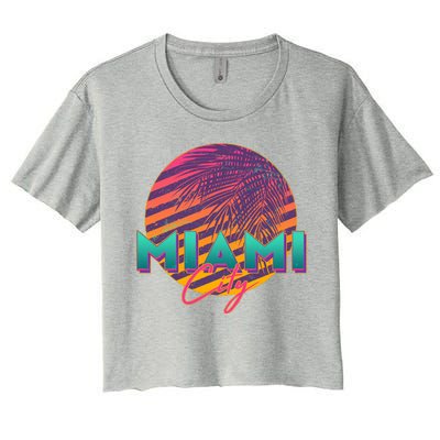 Retro 80's Miami CIty Emblem Women's Crop Top Tee