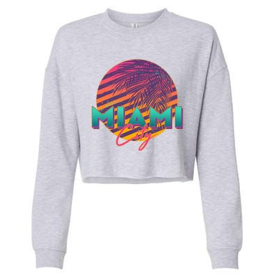 Retro 80's Miami CIty Emblem Cropped Pullover Crew