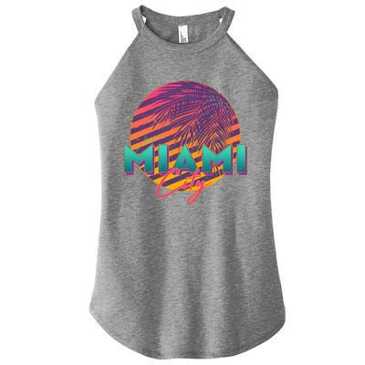 Retro 80's Miami CIty Emblem Women’s Perfect Tri Rocker Tank