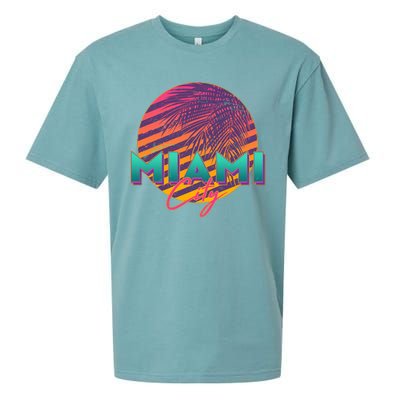 Retro 80's Miami CIty Emblem Sueded Cloud Jersey T-Shirt