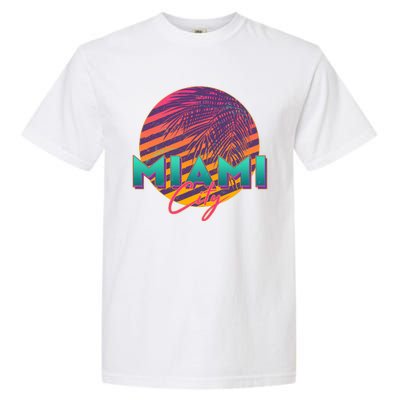 Retro 80's Miami CIty Emblem Garment-Dyed Heavyweight T-Shirt