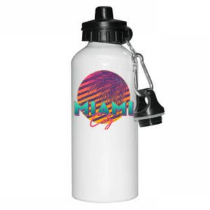 Retro 80's Miami CIty Emblem Aluminum Water Bottle