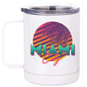 Retro 80's Miami CIty Emblem 12 oz Stainless Steel Tumbler Cup