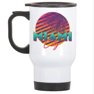 Retro 80's Miami CIty Emblem Stainless Steel Travel Mug