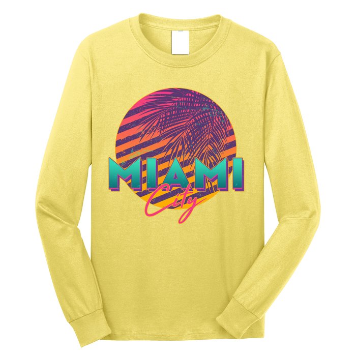 Retro 80's Miami CIty Emblem Long Sleeve Shirt