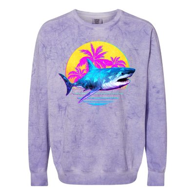 Retro 80s Polygon Shark Colorblast Crewneck Sweatshirt