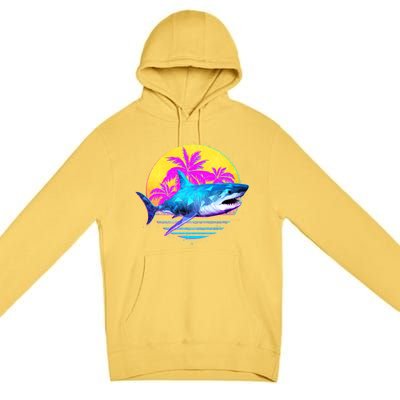 Retro 80s Polygon Shark Premium Pullover Hoodie