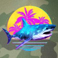 Retro 80s Polygon Shark Legacy Tie Dye Trucker Hat