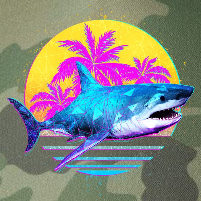 Retro 80s Polygon Shark Legacy Tie Dye Trucker Hat