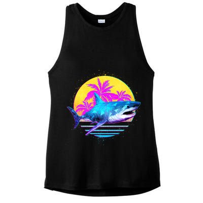 Retro 80s Polygon Shark Ladies PosiCharge Tri-Blend Wicking Tank