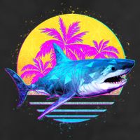 Retro 80s Polygon Shark Garment-Dyed Heavyweight T-Shirt