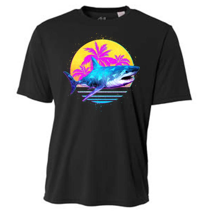 Retro 80s Polygon Shark Cooling Performance Crew T-Shirt