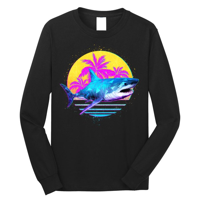 Retro 80s Polygon Shark Long Sleeve Shirt