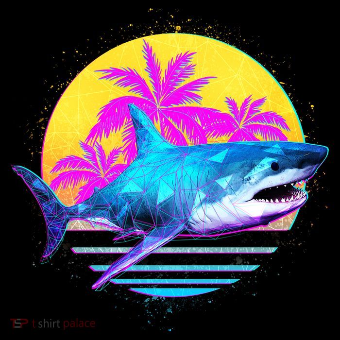 Retro 80s Polygon Shark 7-Panel Snapback Hat