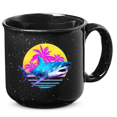 Retro 80s Polygon Shark 15oz Campfire Ceramic Mug