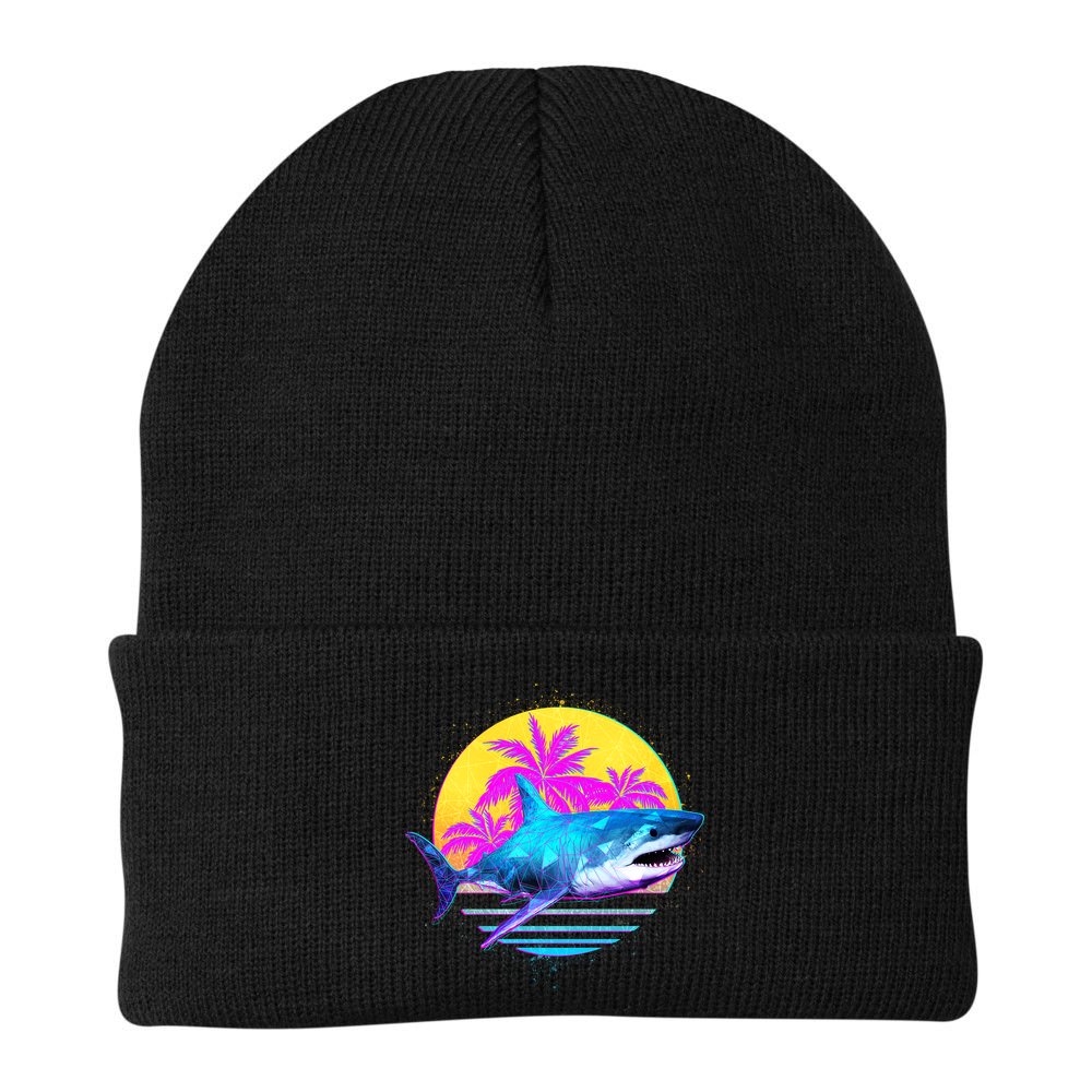 Retro 80s Polygon Shark Beanie