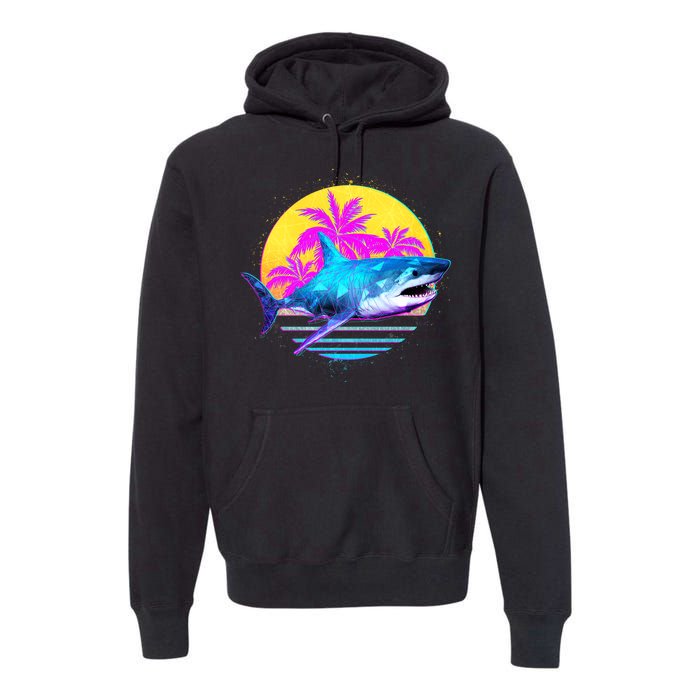 Retro 80s Polygon Shark Premium Hoodie