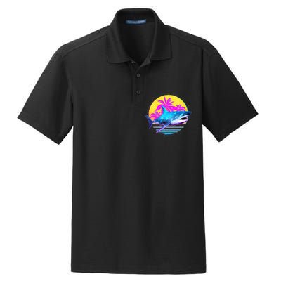 Retro 80s Polygon Shark Dry Zone Grid Polo