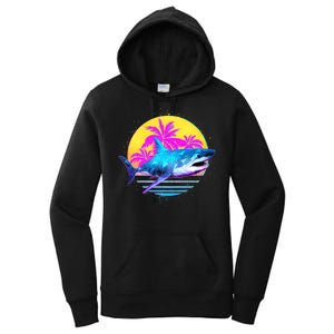 Retro 80s Polygon Shark Women's Pullover Hoodie