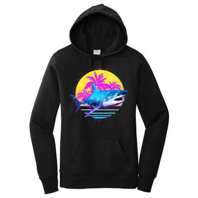 Retro 80s Polygon Shark Women's Pullover Hoodie