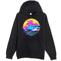 Retro 80s Polygon Shark Premium Pullover Hoodie
