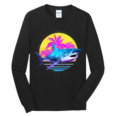 Retro 80s Polygon Shark Tall Long Sleeve T-Shirt
