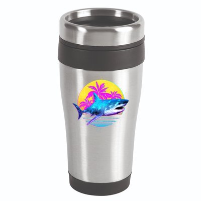 Retro 80s Polygon Shark 16oz Travel Tumbler