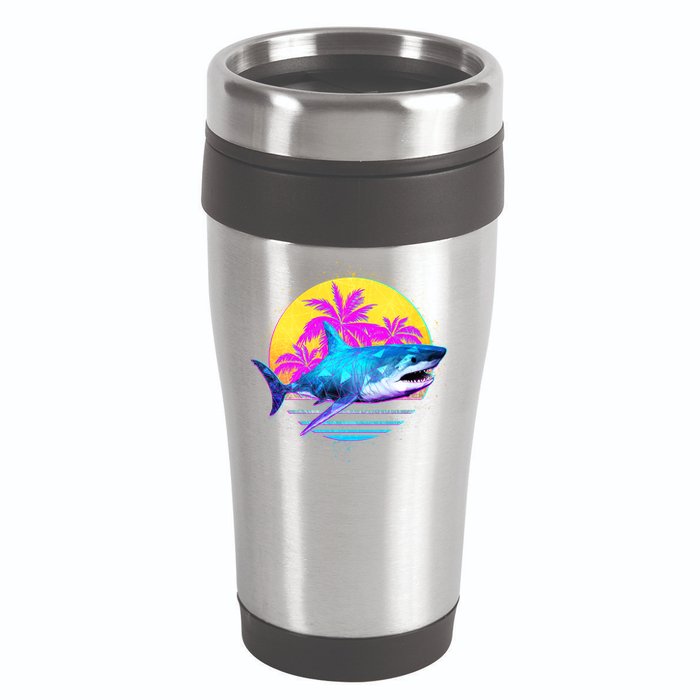 Retro 80s Polygon Shark 16oz Travel Tumbler