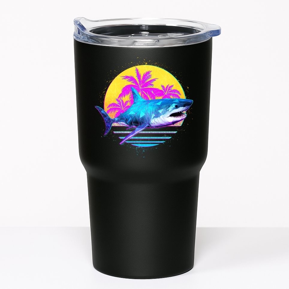 Retro 80s Polygon Shark Tumbler