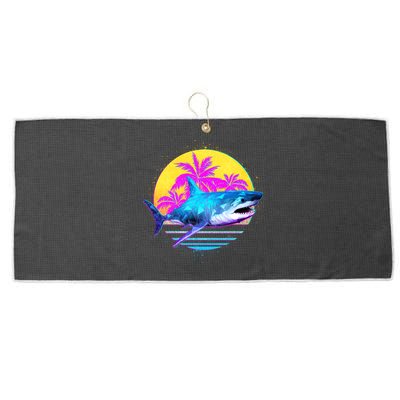 Retro 80s Polygon Shark Large Microfiber Waffle Golf Towel