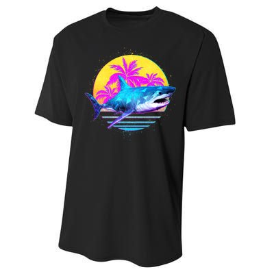 Retro 80s Polygon Shark Performance Sprint T-Shirt