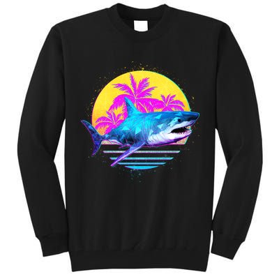 Retro 80s Polygon Shark Tall Sweatshirt